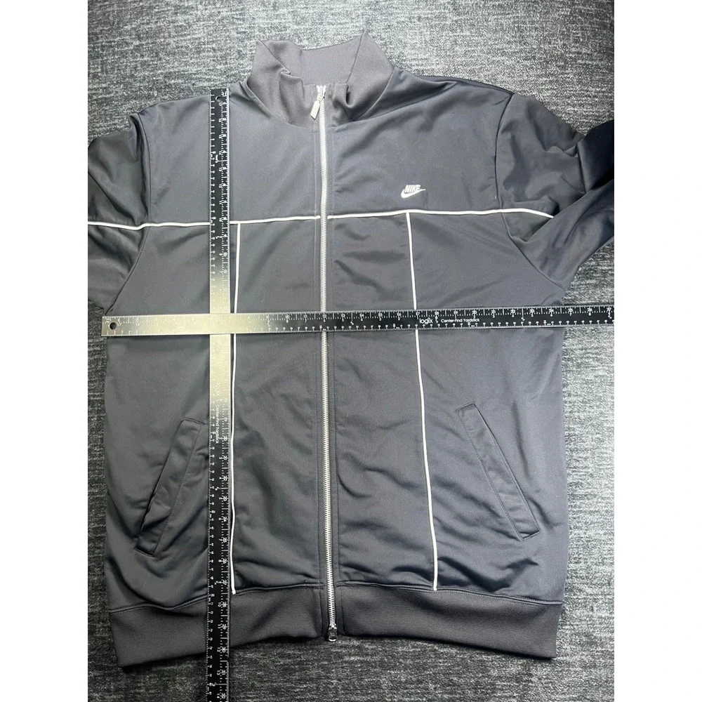 Nike Track Jacket Mens XXL Black White Piping Full Zip Mock Neck Sporty
